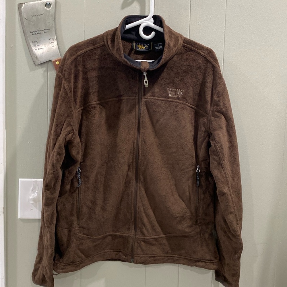 Women’s Brown Mountain Hardware zip front fleece coat.